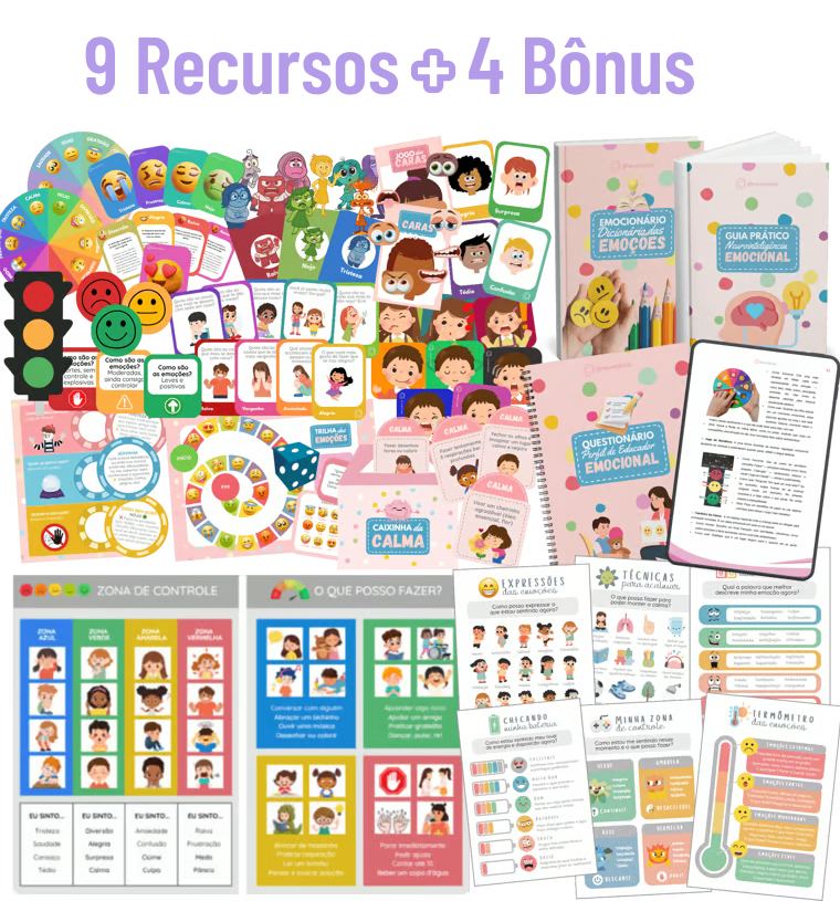 Imagem com todos os materiais do Super Combo Inteligência Emocional